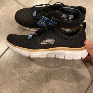 Skechers Flex-Lite Sneakers with Rose Gold Trim